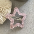 Dettaglio del fermaglio per capelli a stella con cristalli rosa su base di pietra grigia - Clip BB in Cristallo Artificiale / Rosa