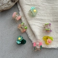 Close-up of colorful mini flower hair clips in macaron colors for girls and toddlers - Assorted Mini Flower Claw Clip (G7.2 Type L 1 Flower Small Claw Clip)