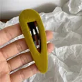 Yellow velvet drop-shaped BB hair clip with elegant flocking texture on metal base - Yellow