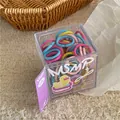 Colorful seamless elastic hair bands for kids stored in a cute transparent cartoon box - Purple Multi-color