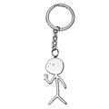 Minimalistischer silberner Strichmännchen Schlüsselanhänger mit Smiley Gesicht als Geschenk - Polieren / Stahlfarben