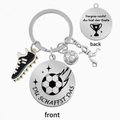 Stainless steel soccer keychain with motivational German engraving and sports charms - Football DU SCHAFFST DAS (OPP Bag 16.9g)