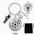 Inspirational soccer keychain set with soccer ball, shoe, and athlete charm charms - Football DU SCHAFFST DAS (Velvet Bag)