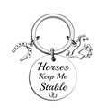 Polierter Edelstahl Pferd Reitsport Schlüsselanhänger mit Hufeisen und Pferdeanhänger - Rennpferd Stable Tag (Horse002/OPP Tasche)