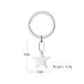 Polished stainless steel star keychain with 30mm pendant and dimensions measurement - Smooth Five-pointed Star Style / Silver