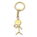 Goldener Schlüsselanhänger mit Strichmännchen-Motiv aus poliertem Edelstahl - Polieren / Gold