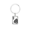 Detail des Pik-As-Pokerkarten-Anhängers an einem silbernen Edelstahl-Schlüsselanhänger - Pik-Ass