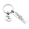 Portachiavi Drive Safe I Need You Here With Me in acciaio inox con ciondolo a cuore - 10*40MM / Color Acciaio