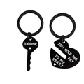 Black stainless steel couple keychain set with You Hold The Key To My Heart engraving - OPP Packaging / Black