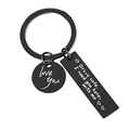 Portachiavi nero in acciaio Drive Safe con ciondolo Love You e incisione - 10*40MM / Nero