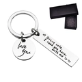 Portachiavi Drive Safe in acciaio inox con ciondolo Love You e scatola nera - 10*40MM / Argento Con Scatola