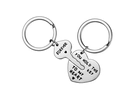 Porte-clés couple en acier inoxydable avec pendentifs cœur et clé Forever - Emballage OPP / Couleur Acier