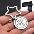 Portachiavi a stella in acciaio inox con incisione e zircone rosa regalo per la festa della mamma - 30MM Con Scatola