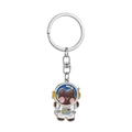 Space astronaut bear keychain with brown finish and silver ring accessory - Bear