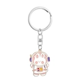 Cute astronaut rabbit keychain in pastel pink and purple colors with a silver metal clasp - Rabbit