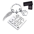 Silver stainless steel pet memorial keychain with angel wing and gift box - Box Packaging / 30*30MM