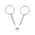 Set di portachiavi magnetici per coppie con ciondolo a cuore sole e luna in lega d'argento - Argento