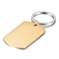 Detail van een gouden roestvrijstalen dogtag sleutelhanger met geborstelde textuur - Goud 28x50