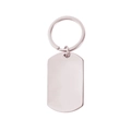 Polished stainless steel rectangular dog tag keychain with a glossy mirror finish on white - Rose Gold 28x50