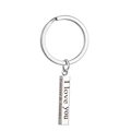 Polished steel rectangular keychain with I Love You and Forever & Always engraving - Steel