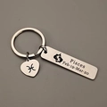 Stainless steel Pisces zodiac keychain with heart pendant and engraved date sign - Pisces