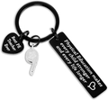 Détail du porte-clés noir pour prof d'EPS avec sifflet et pendentif cœur gravé en acier - Noir