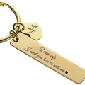 Portachiavi dorato Drive Safe con ciondolo a cuore e incisione per coppie - Oro