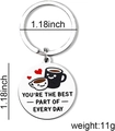 Portachiavi in acciaio lucido con illustrazione di coppia caffè e citazione motivazionale - Argento (Tazza e Cuore)