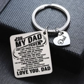 Polished stainless steel Father's Day keychain with engraved memorial poem and heart tag - Memorial Poem For Father Engraved (G)