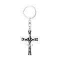 Vintage Gothic Totenkopf Kreuz Schlüsselanhänger in Antik-Silber mit Karabiner - Totenkopf Kreuz