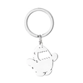 Polished silver stainless steel square shark monster cartoon keychain pendant - Little Shark