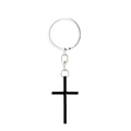 Minimalistischer Kreuz-Schlüsselanhänger aus Silberlegierung mit schwarzem Emaille - Schwarzes Kreuz
