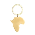 Vista detallada del llavero con mapa de África dorado hecho de acero inoxidable - Dorado