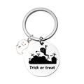 Halloween Schlüsselanhänger mit Geist-Anhänger und Trick or Treat Gravur-Scheibe - Geist