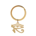 Gold stainless steel Eye of Horus keychain pendant with minimalist polished metal finish - Gold