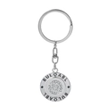 Rotating silver metal keychain with a sparkling crystal-encrusted round pendant charm - Silver (BULOABL)