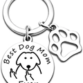 Portachiavi in acciaio inox argento Best Dog Mom Ever con ciondolo a forma di cane - Cane Divertente (Best Dog Mom Ever) / Argento
