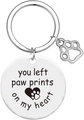 Dettaglio del portachiavi commemorativo per animali in acciaio inossidabile con incisioni - Argento (on My Heart 3x3)