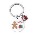 Portachiavi in acciaio inox con omino di pan di zenzero e ciondolo a pacco regalo - Scatola regalo