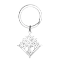 Diamond-shaped stainless steel keychain pendant with a hollow tree of life pattern - Dendro Nation