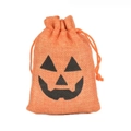 Halloween-Kürbis-Geschenkbeutel aus orangefarbenes Jutesäckchen für Süßigkeiten oder kleine Geschenke - Kürbis-Muster Geschenktüte