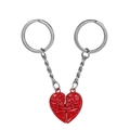 Skull heart magnetic couple keychain set with red finish and punk style charms - Red Pair