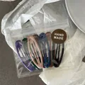 Set di 7 fermagli per capelli ovali opachi colori assortiti in bustina fatta a mano - Stile Ovale Lucido