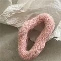 Sweet pink plush cloud hair claw clip made of soft faux fur for women's hair styling - Flesh Pink