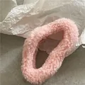Detail of pink sherpa fleece hair claw clip showing soft plush texture and cloud design - Light Pink