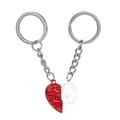 Portachiavi magnetico per coppie a cuore con teschio in rilievo rosso e bianco - Coppia Rosso e Bianco