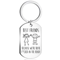 Kreativer BEST FRIENDS Schlüsselanhänger aus Edelstahl mit lasergravierten Cartoon-Figuren - Stahlfarbe
