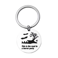 Halloween horror party keychain with stainless steel round pendant and bat silhouettes - Bat