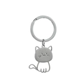 Porte-clés chat en acier inoxydable argenté avec un design mignon de corps creux - Chat