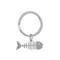 Porte-clés en acier inoxydable poli argenté avec un pendentif en forme d'arête de poisson - Arête de poisson